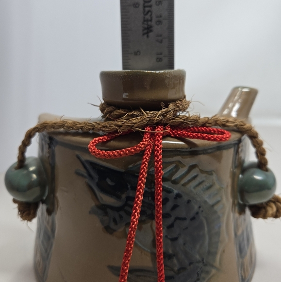 Vintage Japenese Okinawa Ceramic Hip Flask Fish Design Handmade & Painted - Picture 10 of 10
